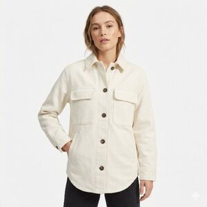 Everlane Utility Jacket Cotton Twill Off White Button Front Small